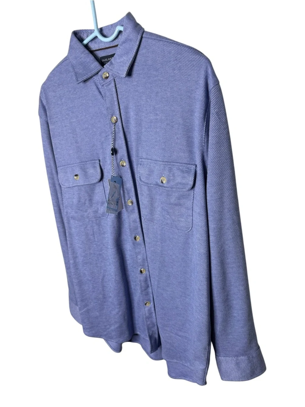 Tailorbyrd Blue Houndstooth Long Sleeve Button Down Shirt Medium NWT